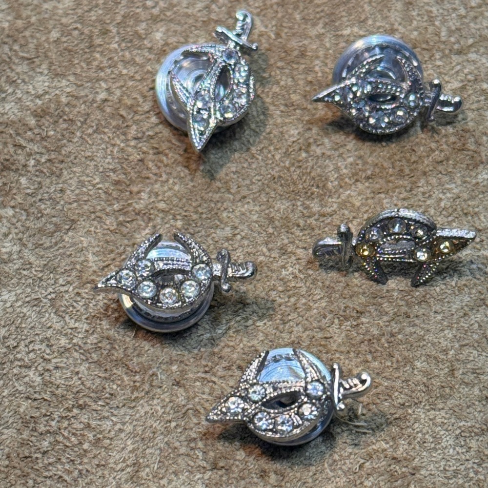VTG Sterling Masonic Shriner Screwback Lapel Tie Hat Pin Lot (5) Clark Coombs